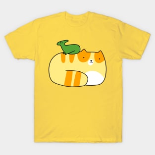 Little Hadrosaurid and Tabby Cat T-Shirt